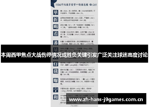 本周西甲焦点大战伤停情况成胜负关键引发广泛关注球迷高度讨论 本周西甲焦点大战伤停情况成胜负关键引发广泛关注球迷高度讨论